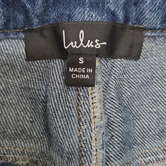 Lulu's Blue Button-Down Mini Skirt Sz Small Gengle Used - Picture 4 of 9